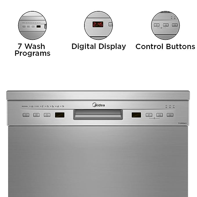 Midea 13 Place Setting Standard Dishwasher (WQP12-5201F, Silver)(OPEN BOX) Midea 13 Place Setting Standard Dishwasher (WQP12-5201F, Silver)(OPEN BOX)